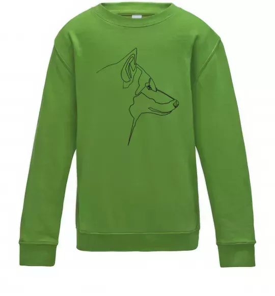 Детский Свитшот Wolf line drawing Лаймовый фото