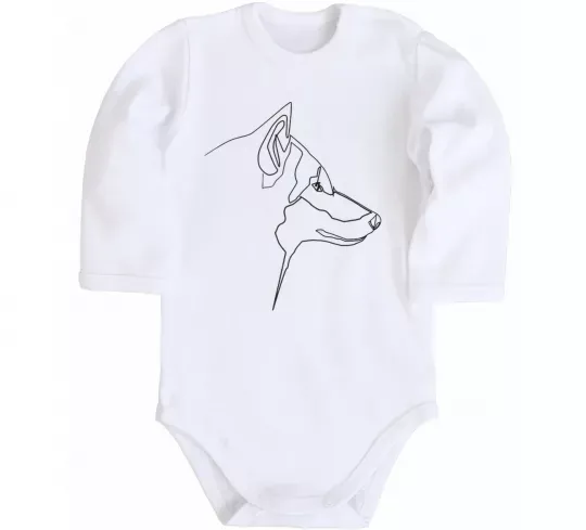 Дитячий бодік Wolf line drawing Білий фото