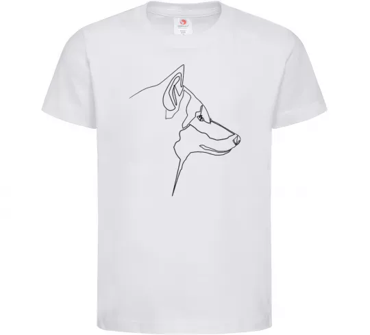 Дитяча футболка Wolf line drawing Білий фото