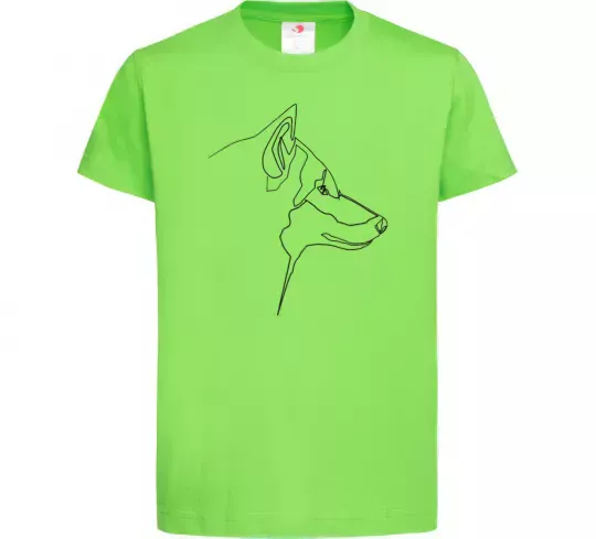 Дитяча футболка Wolf line drawing Лаймовий фото