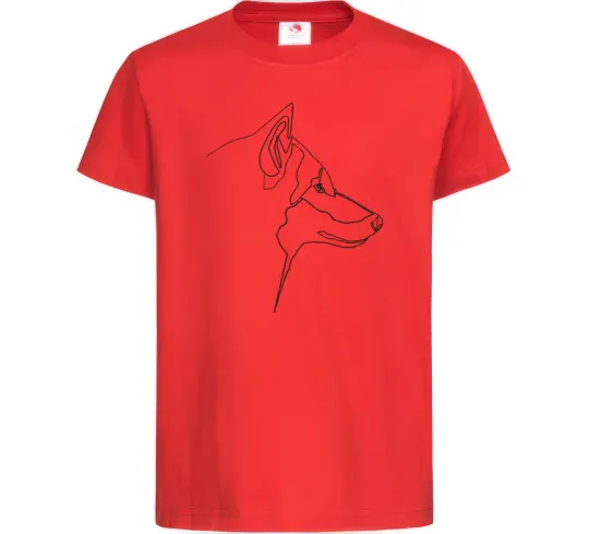 Дитяча футболка Wolf line drawing Червоний фото
