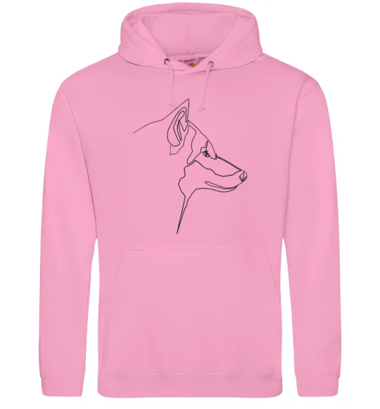 Женская толстовка (худи) Wolf line drawing Розовый фото