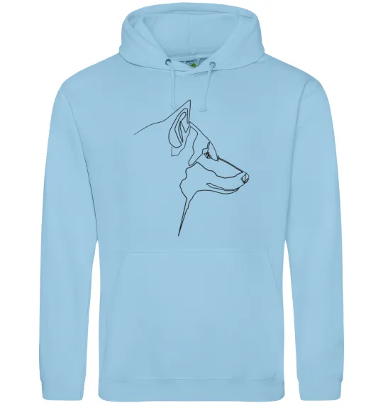 Женская толстовка (худи) Wolf line drawing Голубой фото