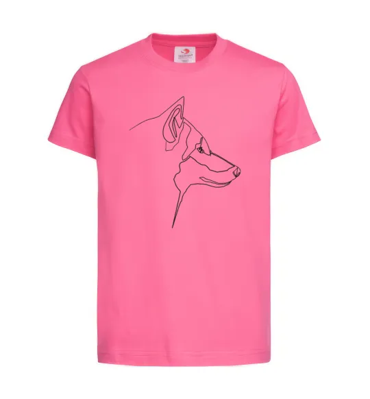 Детская футболка Wolf line drawing Ярко-розовый фото