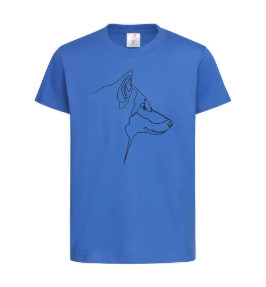 Детская футболка Wolf line drawing Ярко-синий фото