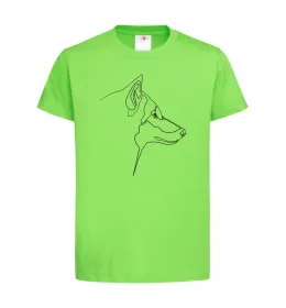 Дитяча футболка Wolf line drawing Лаймовий фото