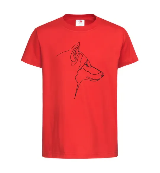Детская футболка Wolf line drawing Красный фото