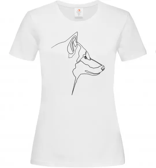 Женская футболка Wolf line drawing Белый фото