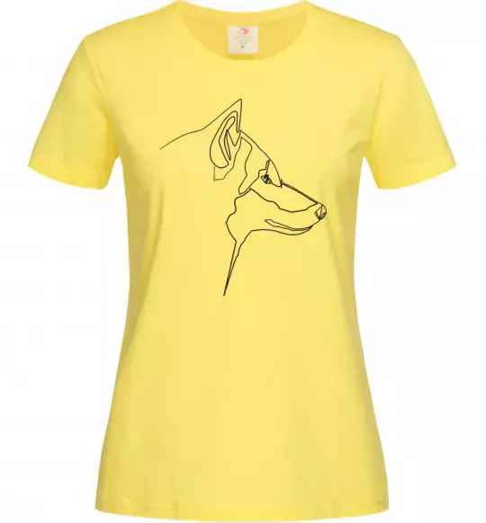 Женская футболка Wolf line drawing Лимонный фото