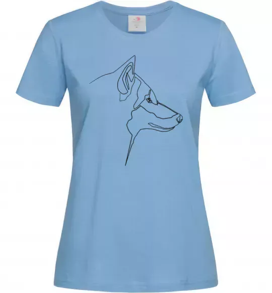 Женская футболка Wolf line drawing Голубой фото