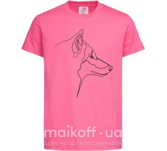 Детская футболка Wolf line drawing Ярко-розовый фото
