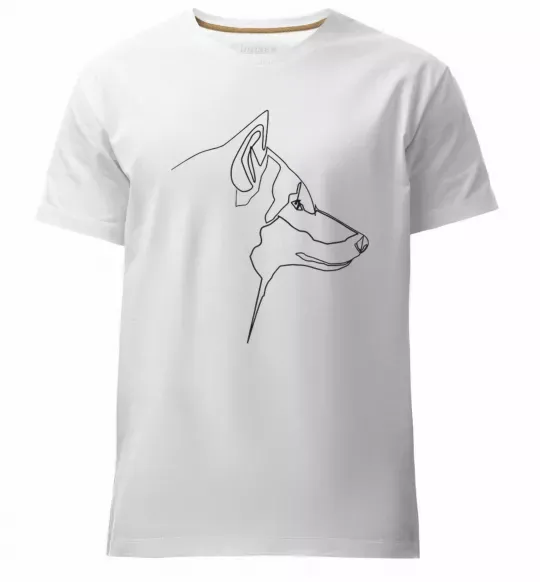Мужская премиум футболка Wolf line drawing Белый фото