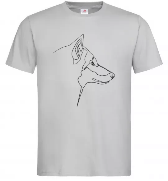 Мужская футболка Wolf line drawing Серый фото