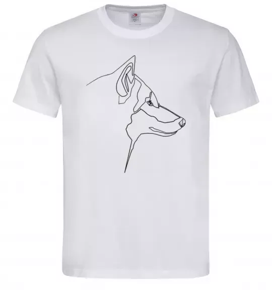 Мужская футболка Wolf line drawing Белый фото