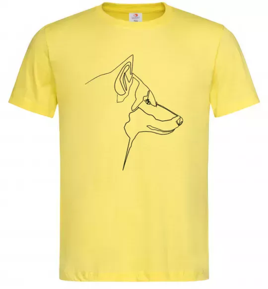Мужская футболка Wolf line drawing Лимонный фото