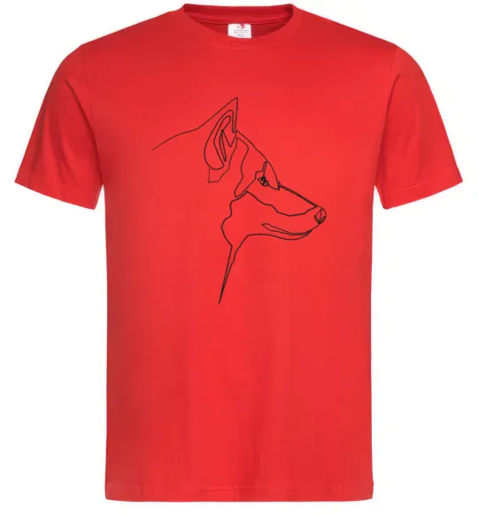 Мужская футболка Wolf line drawing Красный фото