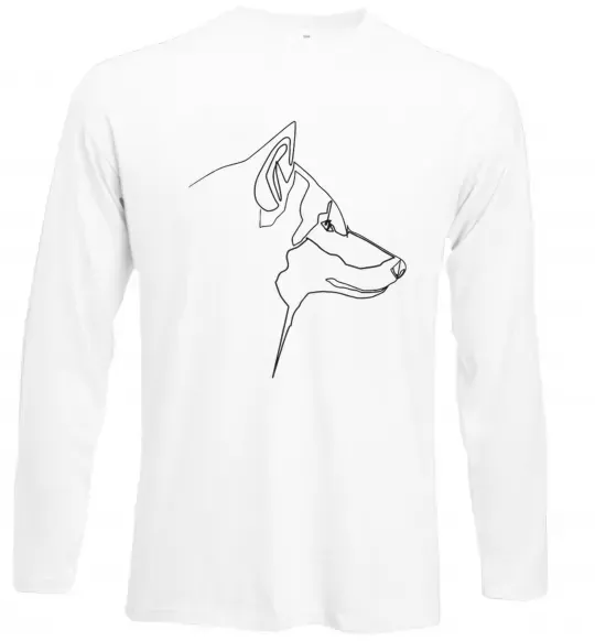 Лонгслив Wolf line drawing Белый фото