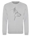 Свитшот Wolf line drawing Серый меланж фото