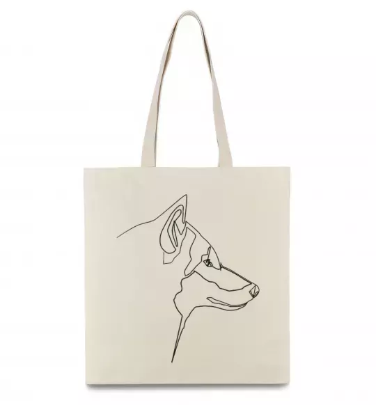 Эко-сумка Wolf line drawing Бежевый фото