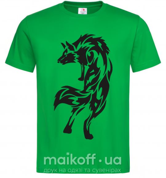 Мужская футболка Wolf standing Зеленый фото
