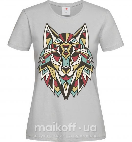 Женская футболка Multicolor wolf Серый фото