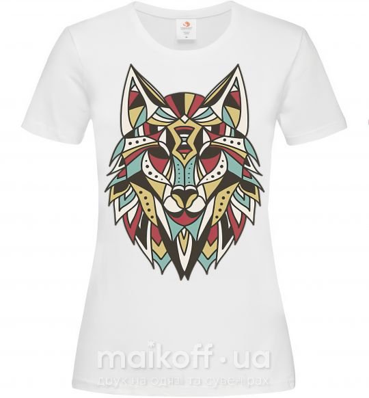 Женская футболка Multicolor wolf Белый фото