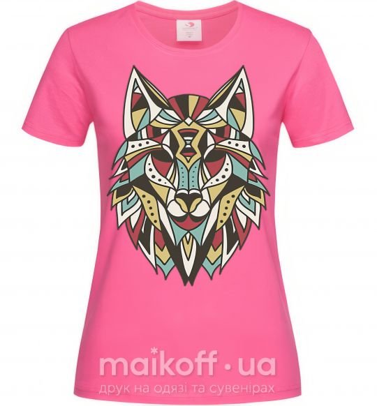 Женская футболка Multicolor wolf Ярко-розовый фото