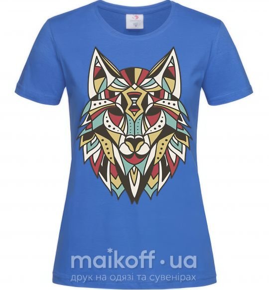 Женская футболка Multicolor wolf Ярко-синий фото
