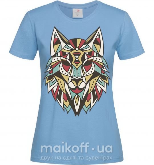 Женская футболка Multicolor wolf Голубой фото