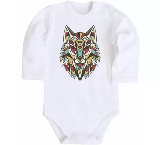 Дитячий бодік Multicolor wolf Білий фото