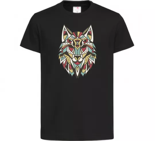 Детская футболка Multicolor wolf Черный фото