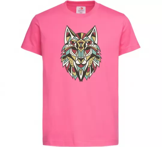 Детская футболка Multicolor wolf Ярко-розовый фото