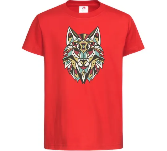 Детская футболка Multicolor wolf Красный фото