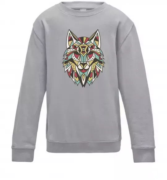 Детский Свитшот Multicolor wolf Серый меланж фото