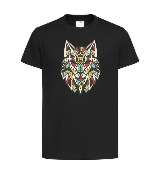 Детская футболка Multicolor wolf Черный фото