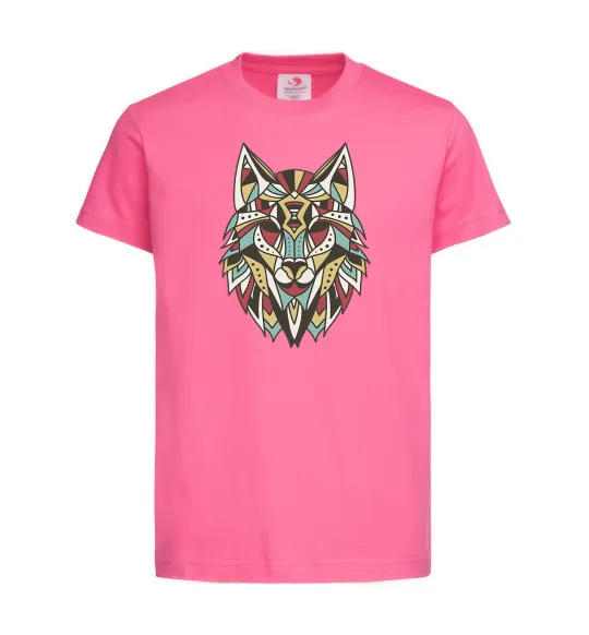Детская футболка Multicolor wolf Ярко-розовый фото