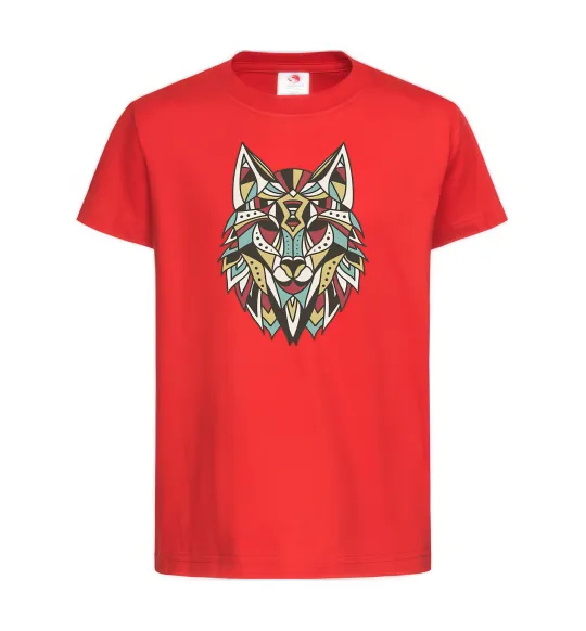 Детская футболка Multicolor wolf Красный фото