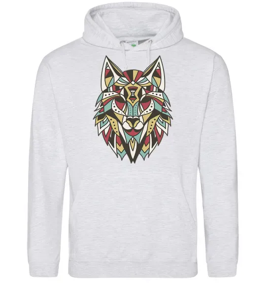 Мужская толстовка (худи) Multicolor wolf Серый меланж фото