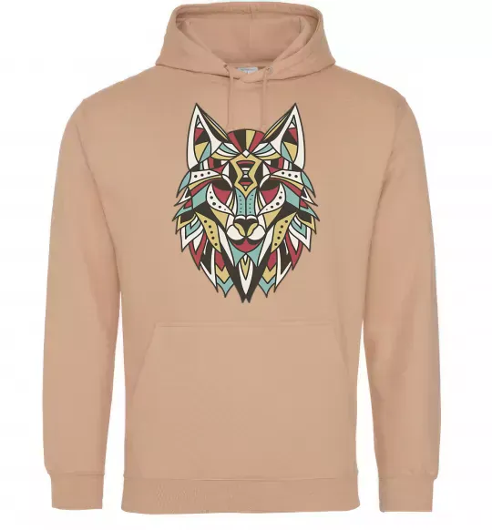 Женская толстовка (худи) Multicolor wolf Песочный фото