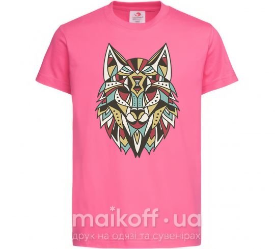 Дитяча футболка Multicolor wolf Яскраво-рожевий фото
