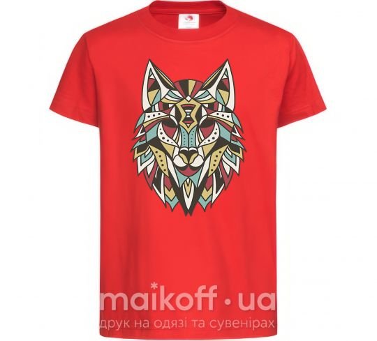Детская футболка Multicolor wolf Красный фото