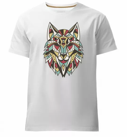 Чоловіча преміум футболка Multicolor wolf Білий фото