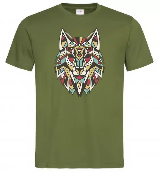 Чоловіча футболка Multicolor wolf Оливковий фото