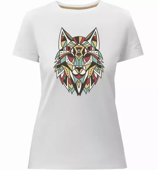 Жіноча преміум футболка Multicolor wolf Білий фото