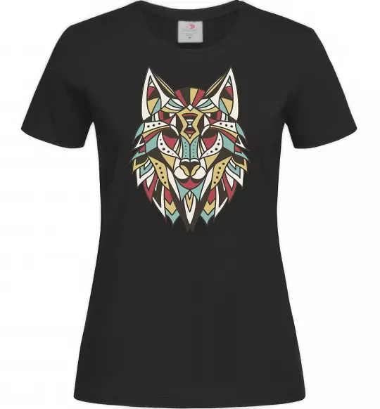 Женская футболка Multicolor wolf Черный фото