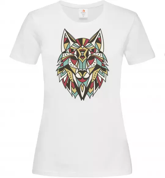 Женская футболка Multicolor wolf Белый фото