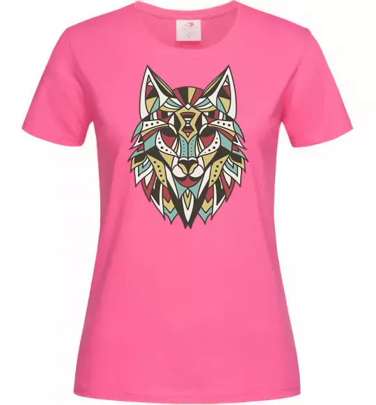 Женская футболка Multicolor wolf Ярко-розовый фото