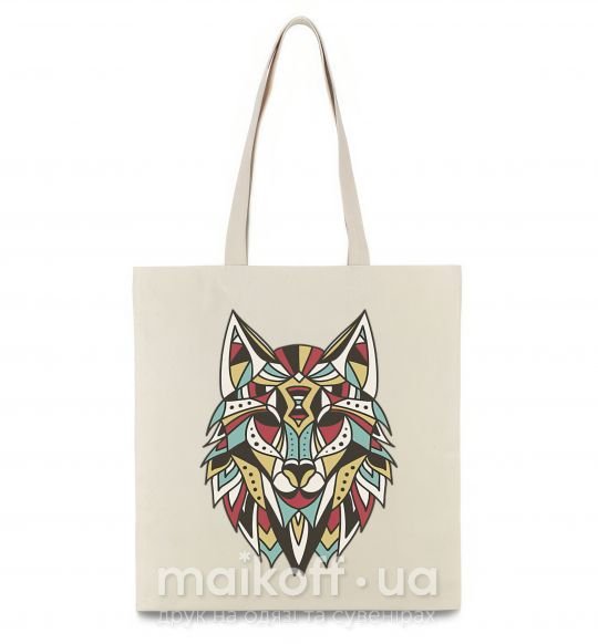 Эко-сумка Multicolor wolf Бежевый фото