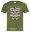 Мужская футболка Multicolor wolf Оливковый фото