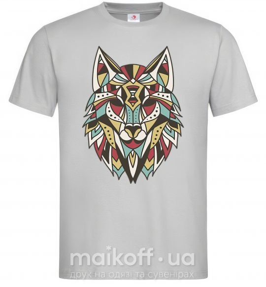 Мужская футболка Multicolor wolf Серый фото